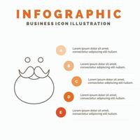 bigode. hipster. moveleiro. papai noel. modelo de infográficos de urso para site e apresentação. ícone de linha cinza com ilustração vetorial de estilo infográfico laranja vetor