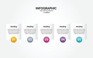 modelo de gráfico de cronograma de negócios infográfico horizontal 5 etapas ilustração vetorial vetor