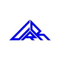 design criativo do logotipo da carta urr com gráfico vetorial, logotipo simples e moderno urr em forma de triângulo. vetor