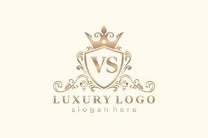 inicial vs carta modelo de logotipo de luxo real em arte vetorial para restaurante, realeza, boutique, café, hotel, heráldica, joias, moda e outras ilustrações vetoriais. vetor