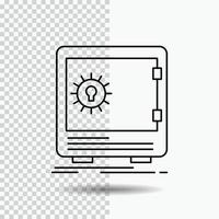 banco. depósito. seguro. segurança. ícone de linha de caixa forte em fundo transparente. ilustração em vetor ícone preto
