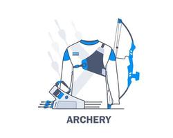 uniforme esportivo de tiro com arco, equipamento de tiro com arco, ilustração vetorial de ícone de design plano vetor