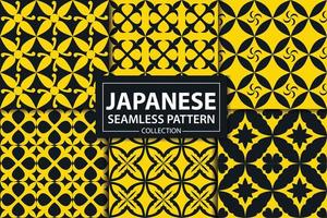 coleção de papel de parede decorativo de padrão sem costura japonês com amarelo vetor