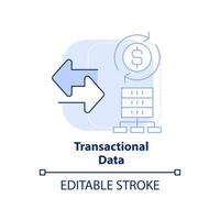 ícone de conceito azul claro de dados transacionais. coleta de registros contábeis idéia abstrata ilustração de linha fina. desenho de contorno isolado. traço editável. vetor