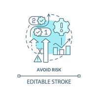 evite o ícone do conceito turquesa de risco. gerenciamento de risco passo idéia abstrata ilustração de linha fina. escolha as opções menos arriscadas. desenho de contorno isolado. traço editável. vetor