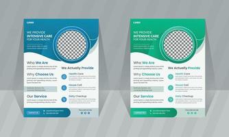 modelo de design de folheto de serviço médico profissional de saúde layout de capa de folheto de farmácia apresentação de clínica odontológica cartaz de vetor de tamanho a4