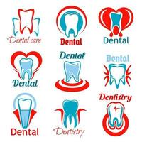 conjunto de ícones de vetor de dente de odontologia e estomatologia