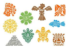 totens astecas maias, símbolos tribais incas mexicanos vetor