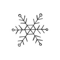 um floco de neve desenhado à mão. ilustração vetorial em estilo doodle. clima de inverno. olá 2023. feliz natal e feliz ano novo. elemento preto em um fundo branco. vetor