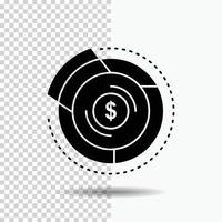Saldo. orçamento. diagrama. financeiro. ícone de glifo gráfico em fundo transparente. ícone preto vetor