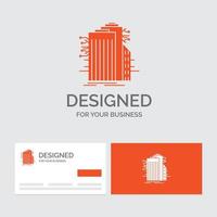 modelo de logotipo de negócios para construção. tecnologia. cidade inteligente. conectado. Internet. cartões de visita laranja com modelo de logotipo da marca. vetor
