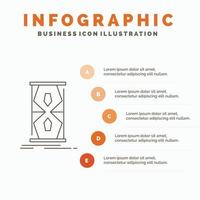 Acesso. relógio. cedo. Relógio de areia. modelo de infográficos de tempo para site e apresentação. ícone de linha cinza com ilustração vetorial de estilo infográfico laranja vetor