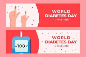 conjunto de banner horizontal do dia mundial do diabetes vetor