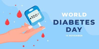 ilustração de banner horizontal do dia mundial do diabetes plano vetor