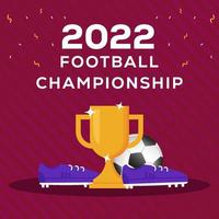 torneio de campeonato de futebol no catar 2022 com chuteiras, bola de futebol e troféu vetor