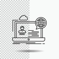 webinar. fórum. conectados. seminário. ícone de linha do site em fundo transparente. ilustração em vetor ícone preto