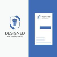 logotipo da empresa para resíduos. disposição. lixo. gestão. reciclar. modelo de cartão de .visiting de negócios azul vertical. vetor