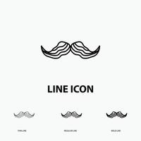 bigode. hipster. moveleiro. macho. ícone de homens finos. estilo de linha regular e ousado. ilustração vetorial vetor