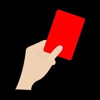 cartão de futebol vermelho. cartão vermelho na mão do árbitro de futebol. vetor