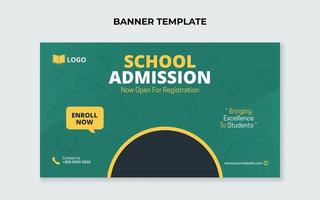modelo de banner de admissão escolar. adequado para promoção júnior ou pré-escolar vetor