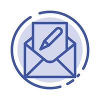 compor editar e-mail envelope correio ícone de linha pontilhada azul vetor