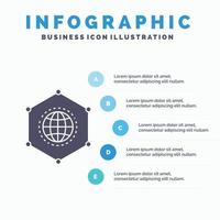 rede. global. dados. conexão. modelo de infográficos de negócios para site e apresentação. ícone de glifo cinza com ilustração em vetor estilo infográfico azul.