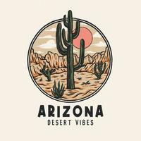 design gráfico de vibrações do deserto do arizona, estilo de linha desenhado à mão com cor digital, ilustração vetorial vetor
