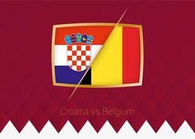 croácia vs bélgica, ícone da fase de grupos da competição de futebol em fundo borgonha. vetor