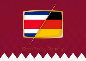 costa rica vs alemanha, ícone da fase de grupos da competição de futebol em fundo borgonha. vetor