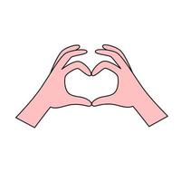 mãos em forma de coração. símbolo de amor. ícone de casamento simples. ilustração vetorial em estilo doodle vetor