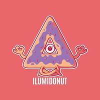 personagem de pizza pirâmide meditando ilustração vetorial. comida, engraçado, conceito de design de emblema. vetor