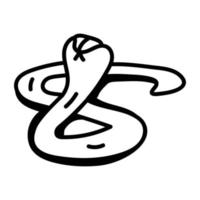 ícone de cobra projetado no estilo doodle vetor