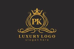 modelo de logotipo de luxo real de letra pk inicial em arte vetorial para restaurante, realeza, boutique, café, hotel, heráldica, joias, moda e outras ilustrações vetoriais. vetor