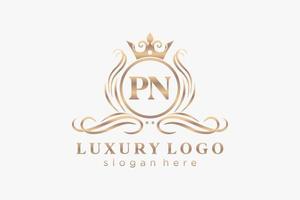 modelo de logotipo de luxo real de carta pn inicial em arte vetorial para restaurante, realeza, boutique, café, hotel, heráldica, joias, moda e outras ilustrações vetoriais. vetor