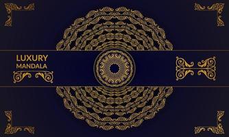 fundo de mandala ornamental de luxo design especial ramadã na cor dourada, banner de fundo de ouro preto de luxo com mandala arabesco islâmica vetor