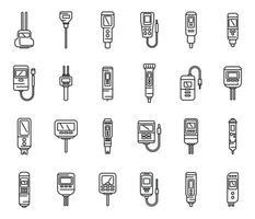 ícones de medidor de ph definir vetor de contorno. ácido químico