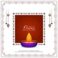 belo design de cartão de celebração feliz diwali festival vetor