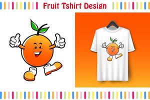 design de camiseta, personagem de frutas fofas na camisa, ilustração vetorial colorida desenhada à mão, estilo cartoon vetor