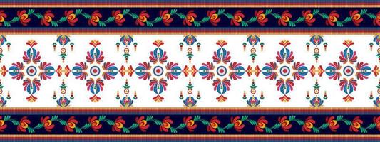 ikat design de decoração étnica padrão sem emenda. tecido asteca tapete boho mandalas têxtil decoração papel de parede. ornamentos de motivo nativo tribal ikkat bordado tradicional vetor húngaro polonês moravia