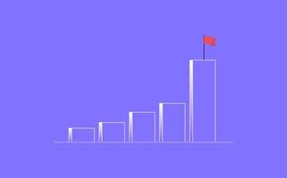 gráfico de barras financeiro de negócios e gráfico de crescimento com ilustração vetorial plana de conceito de bandeira. vetor