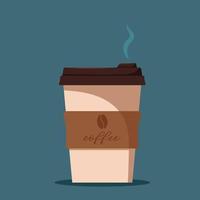 xícara de café. papel descartável ou copo de plástico com café quente. ilustração vetorial em estilo cartoon plana. vetor