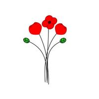 ilustração em vetor de uma flor de papoula brilhante. símbolo do dia memorial anzac