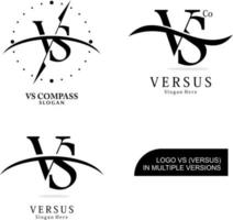 vs logotipo da combinação das letras v e s que representa uma bússola, onda e curva vetor