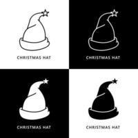 ilustração de símbolo de chapéu de Natal. ícone do logotipo do gorro de papai noel vetor