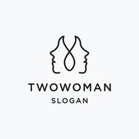 ícone plano de vetor de design de logotipo de duas mulheres