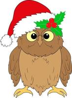 Feliz Natal. cartão de uma coruja com um chapéu de Papai Noel. coruja de ano novo. vetor