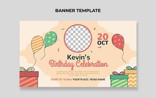 modelo de banner de comemoração de aniversário infantil. adequado para convite de aniversário ou qualquer outro evento infantil vetor