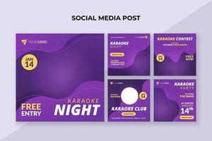 banner noturno de karaokê para modelo de postagem de mídia social vetor