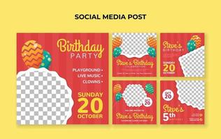 modelo de postagem de mídia social de festa de aniversário infantil. adequado para convite de aniversário infantil ou qualquer outro evento infantil