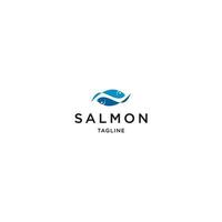 vetor plano de modelo de design de ícone de logotipo de salmão de peixe